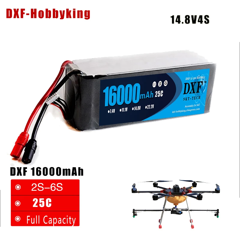 

DXF Lipo Drone FPV Battery 14.8V 16000mah 25C Max 50C Toys & Hobbies For Quadcopters Helicopters RC Models Li-polymer Battery