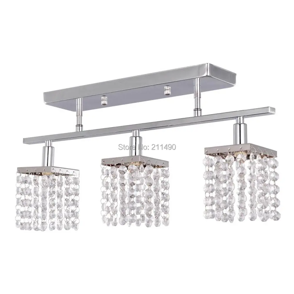 

Silver Modern Crystal Flush Mount Light Chrome Finish with 3 Lights Max 75W