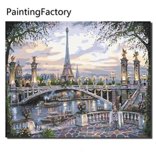 Краска ingFactory City Night наружная кофейная башня краска по номерам современная домашняя настенная Акриловая Краска на холсте Ручная Краска ed