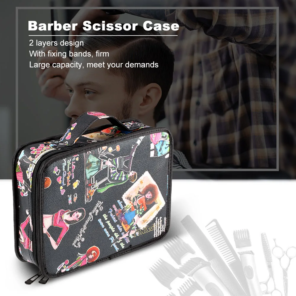 

Barber Scissor Case Salon Bag Hair Clips Cutting Thinning Scissors Bag Comb Shears Organizer for Hairdressing Storage Black