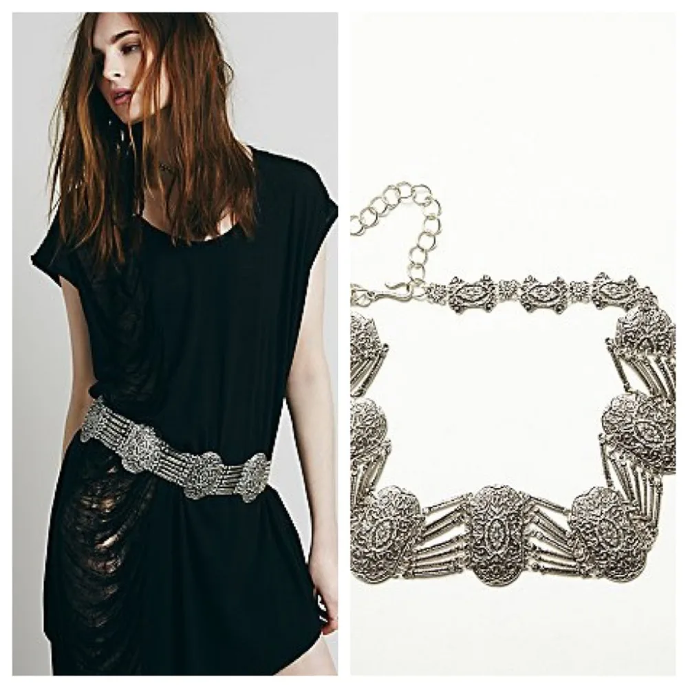 

Boho Gypsy Turkish Retro Silver Alloy Exaggerated Sexy Belly Chain Body Chain Dance Costume Women Elastic Metal Belt Waist Chain