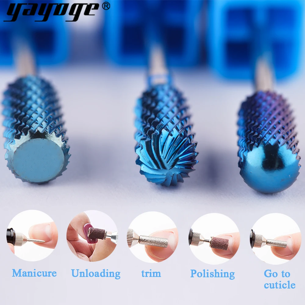 

Yayoge Blue Ceramic Nail Drill Bits Rotate Burr Milling Cutter Bits For Manicure Pedicure Tools Electric Nail Drill Accessories