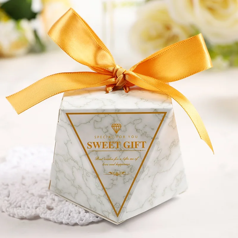 30 шт., Свадебная подарочная коробка, милые подарочные коробки, большая бумажная коробка с лентой, для вечеринки, дня рождения, коробка для конфет для гостей - Цвет: Золотой