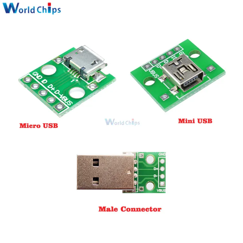 Diymore 10 шт./лот мужской разъем/мини микро USB DIP адаптер 5pin гнездовой разъем