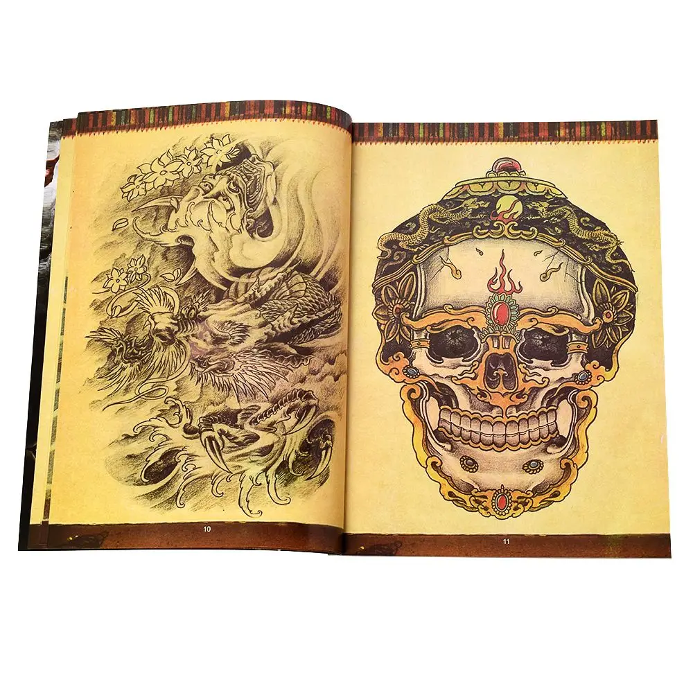 

Chinese Tattoo Book Tattoo Manuscript Collection Book for Chinese Style Body Art 108 Pages Flower Animal Skull