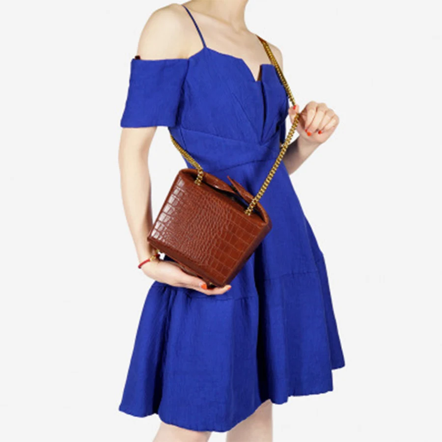 

Vintage Alligator Women's Shoulder Bags Box Style Chains Women Handbags Luxury Pu Leather Ladies Messenger Bags Women Totes Hots