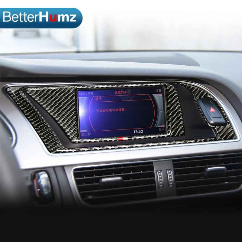

BETTERHUMZ For Audi A4 2009-2016 Carbon Fiber Car Interior Navigation Control Panel Decorative Frame Cover Trim Car Styling