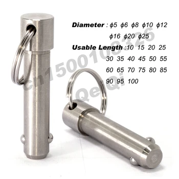 

Spring Pins,QUICK RELEASE PINS,ball lock pins,stainless steel pin dia 5/6/10/12,usable length 10~100mm
