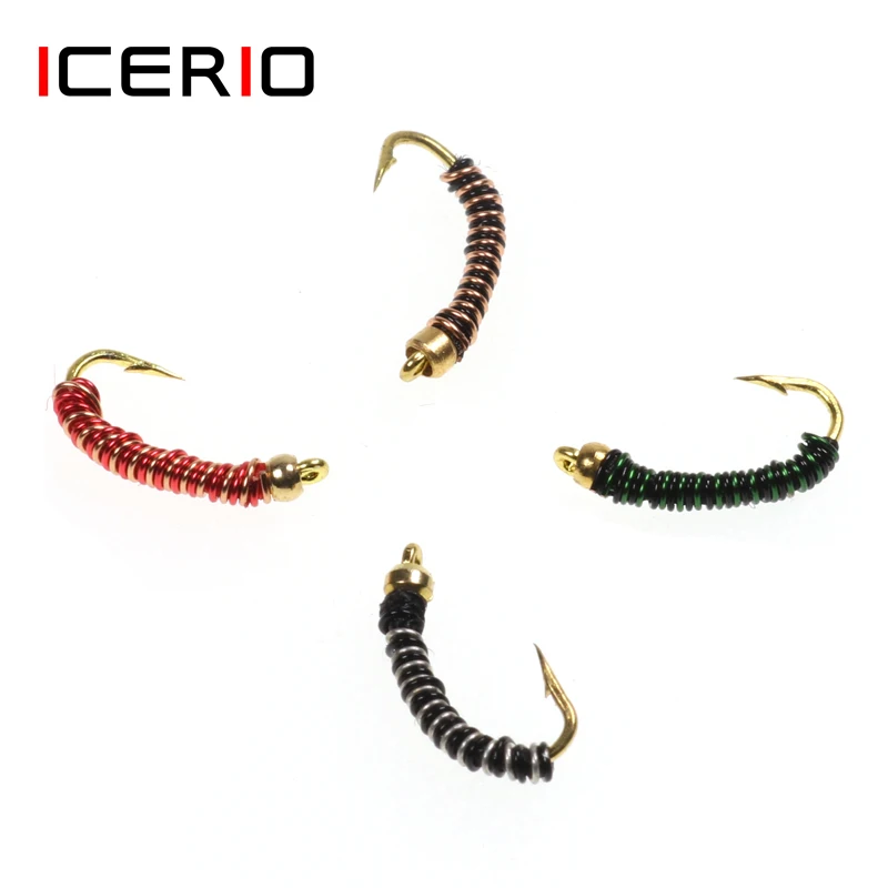 

ICERIO 8PCS Brassie Bi Color Midge Chironomids Flies #14 Trout Fly Fishing Lures