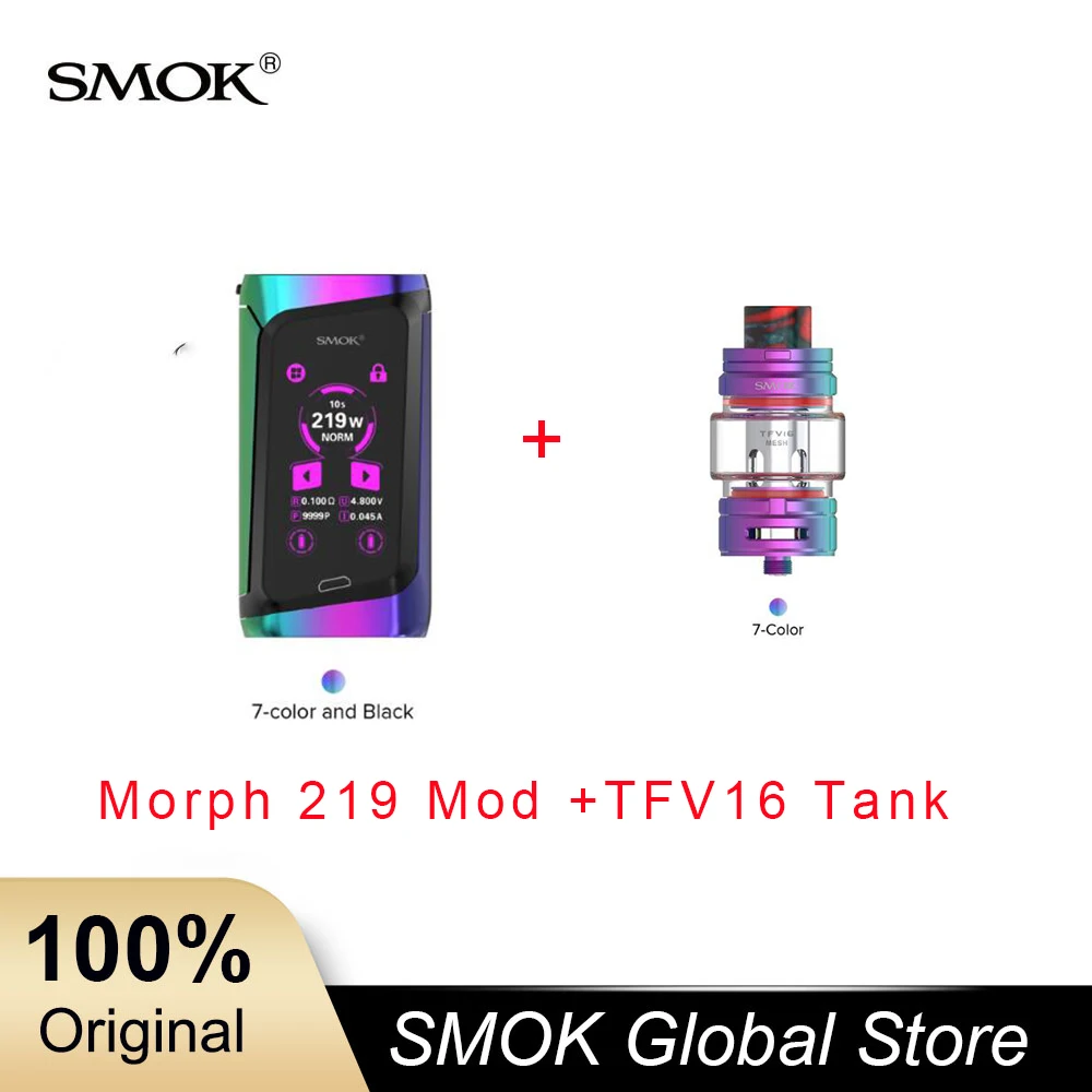 SMOK Morph 219 мод 219 Вт TC бокс мод 0,001 s Скорость Стрельбы большой экран SMOK мод подходит 9 мл SMOK TFV16 танк