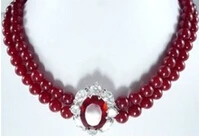 LL&lt&lt&lt 0322 fine word 2Rows 8MM Red Crystal Pendant Necklace gem Women jewelry Wholesale | Украшения и аксессуары