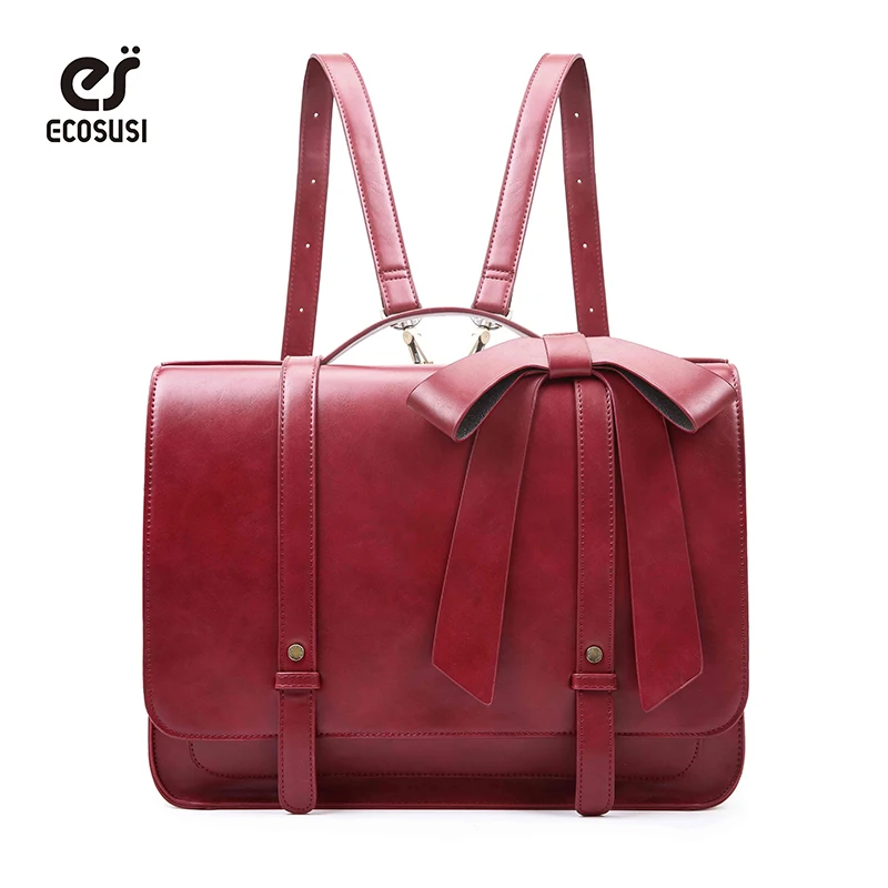 ECOSUSI Women Briefcase 14.7' Laptop Shoulder Bag with Detachable Bow PU Leather Satchel bag Vintage Messenger Bags Handbag ECOSUSI Women Briefcase 14.7' Laptop Shoulder Bag with Detachable Bow PU Leather Satchel bag Vintage Messenger Bags Handbag