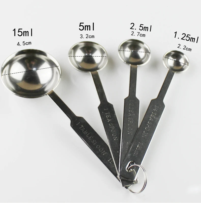 4pcs/set Stainless Measure Spoon Tea Cooking Baking Salt Suger Coffee