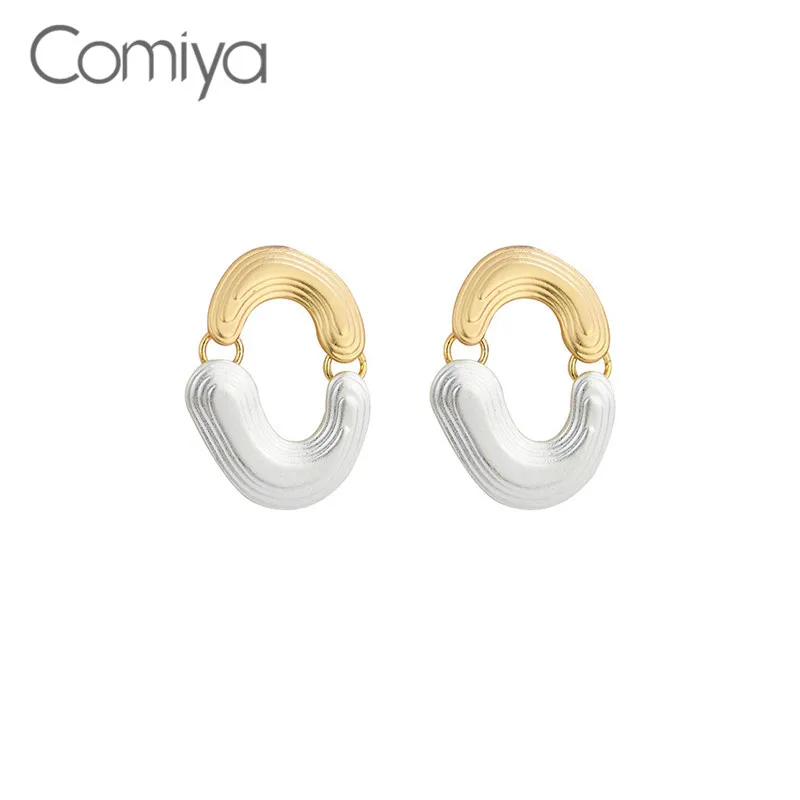 

Comiay Stud Earrings Brincos Feminino Circles Silver Color Zinc Alloy Cute Femme Statement Accessories Korean Earring For Women