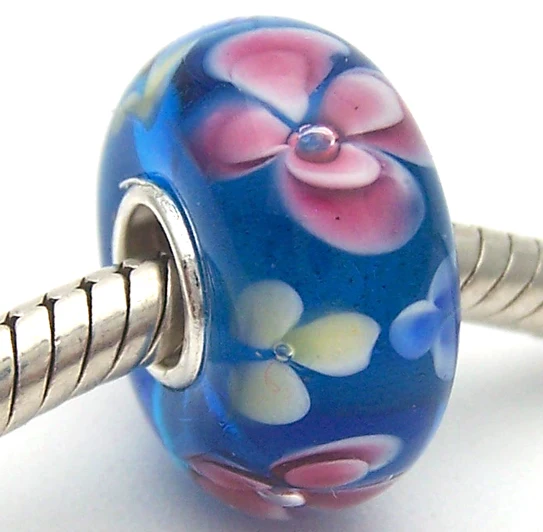 

BJ350 100% S925 Sterling Silver Beads Murano Glass beads Fit European Charms Bracelet charms diy jewelry Lampwork GlassBeads