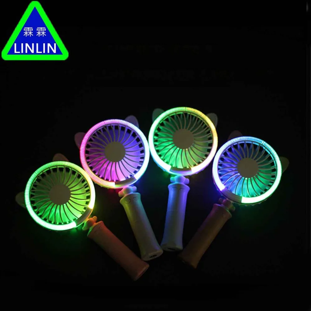 

LINLIN Meng cat fan, hand held desktop colorful night light Fan USB charging mini portable fan