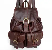 Maxdo High Quality Vintage Brown 100% Guarantee Real Genuine Leather Women Backpack Woman Travel Bags #M2011
