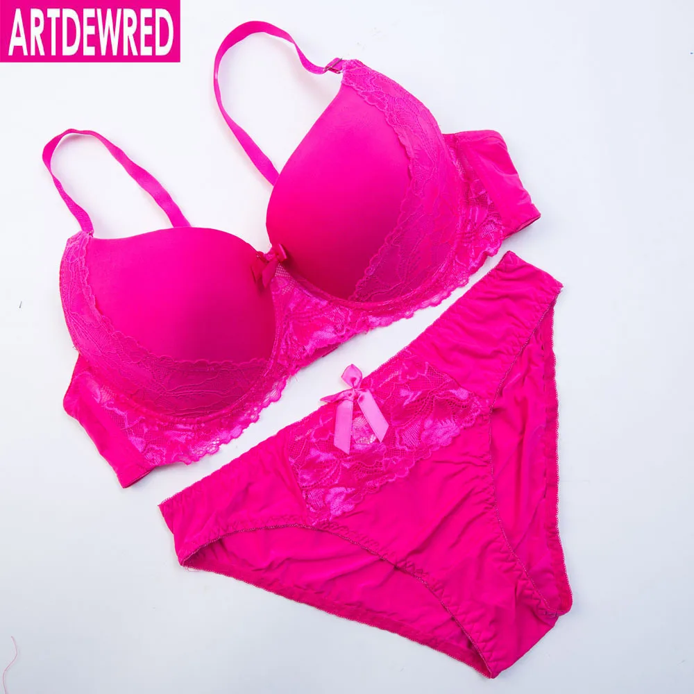 ARTDEWRED Plus Size Bra Set 90D 95DD 100E 110 Cup Underwear Oversized Lace Women Lingerie Puse Up Bra Brief Sets Sexy Intimate