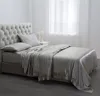 Housse de couette et oreiller en soie mûre 100%, ensemble de 8 pièces, 30mm, 22mm, sans couture, gris foncé, gris argenté, 140x200 cm ► Photo 1/6