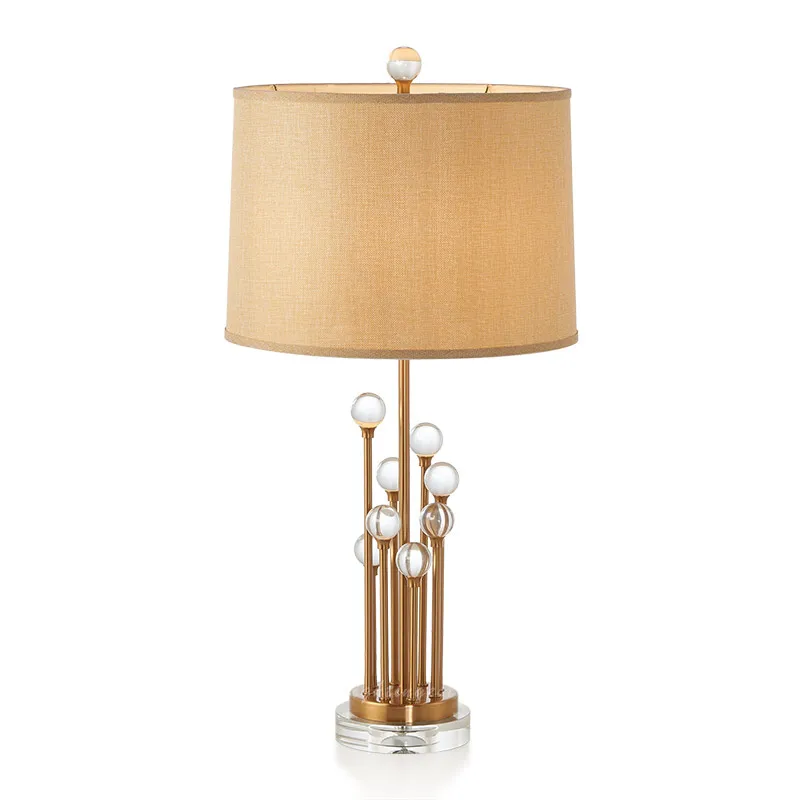 

Modern Design Crystal Table Lamp Fabric Shade Nordic Light Fixtrues For Living Room Office Bedside E27 Lamp Decor Home Lighting