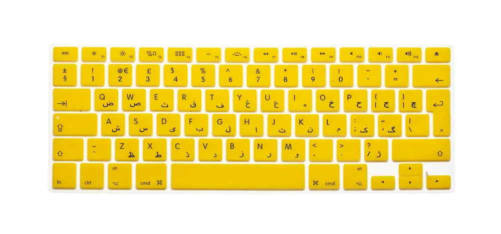 ЕС арабский буквы алфавита мягкий силиконовый Персидского клавиатуры протектор Флим кожного покрова для Apple MacBook Pro 13 15 17 Air 13 - Цвет: Цвет: желтый