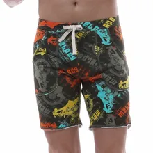 WJ Мужская домашняя одежда печатные Штаны для сна Пижама для отдыха мужские хлопковые удобные шорты до колена