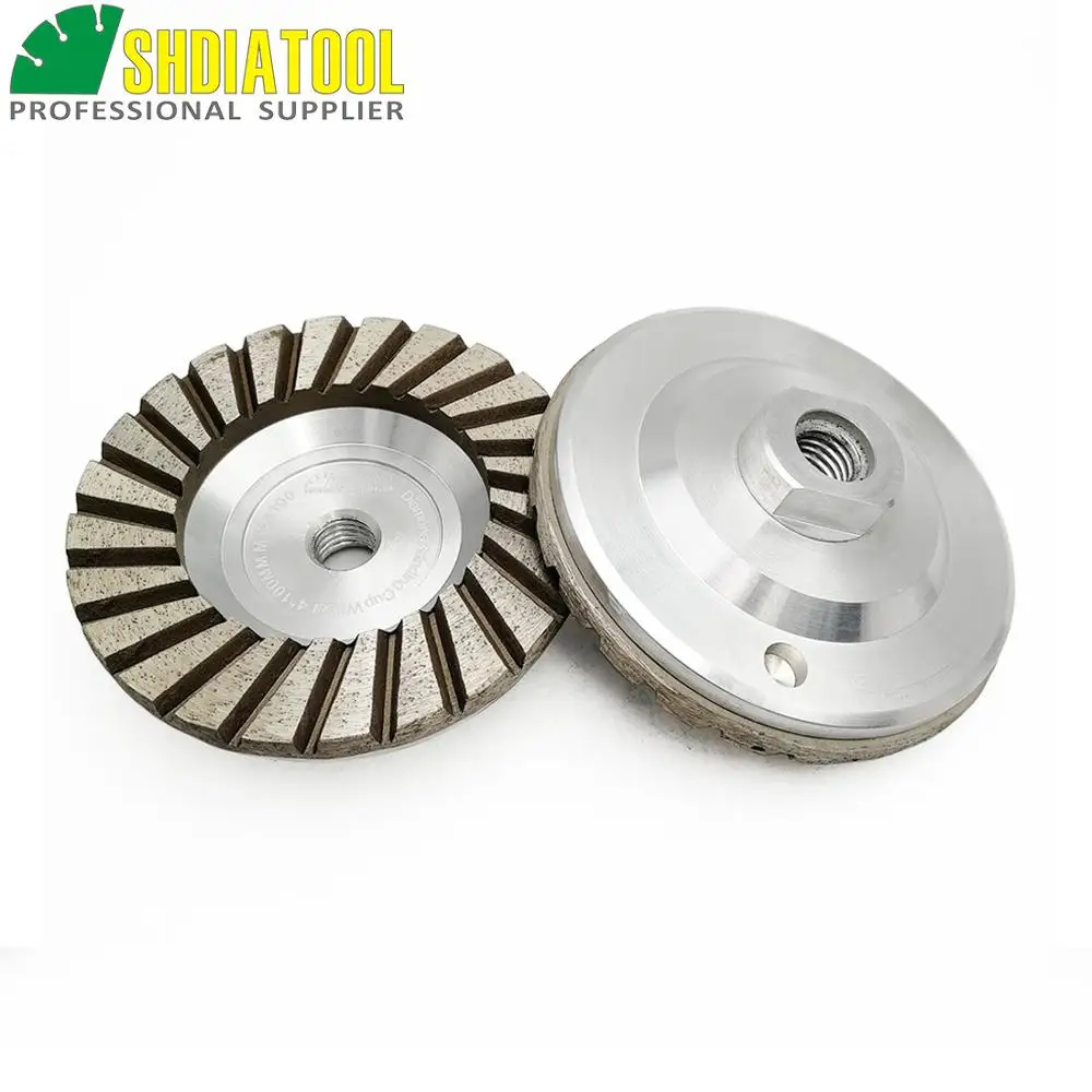 SHDIATOOL 2pcs Dia 4in/100mm M14 Aluminum Based Grinding Cup Wheel #30, #50 or #100 From Coarse To Fine Grinding Great Finishing