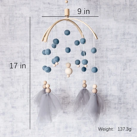 Baby Toys Wooden Baby Rattles Mobile Wool Ball Wind Chimes Bell Toys For Nerbown Bed Hanging Tent Decor Nursing Baby Products - Цвет: Gray