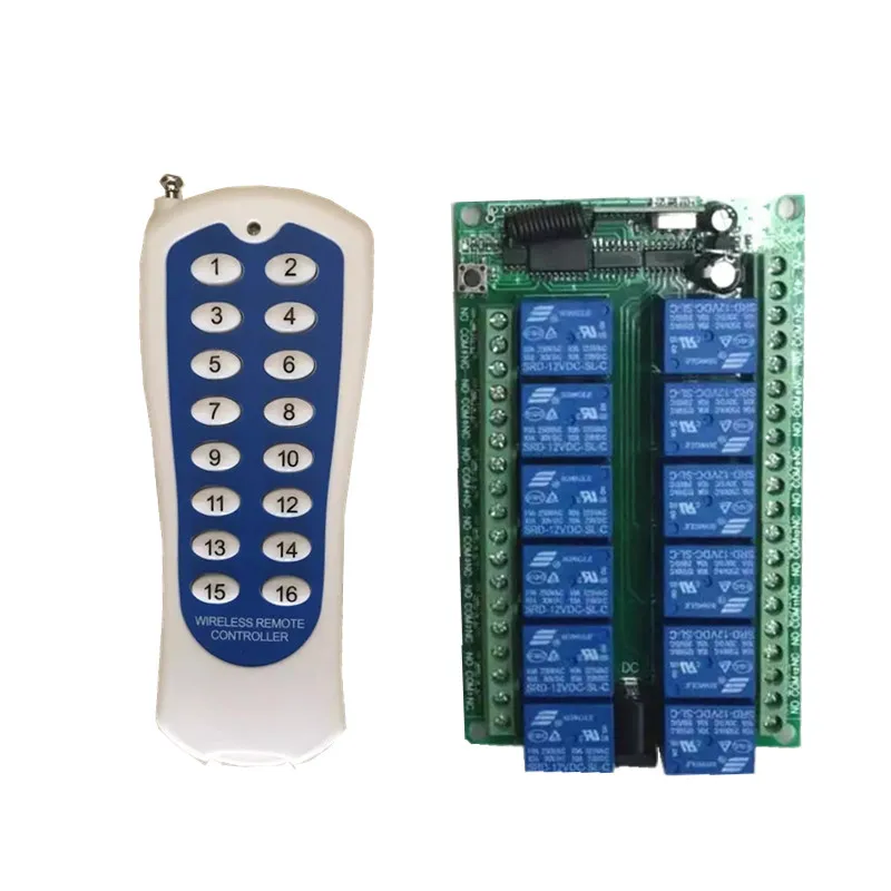 

12v 16 channel Wireless Remote Control Relay Switch Module Learning Code 315mhz 433mhz