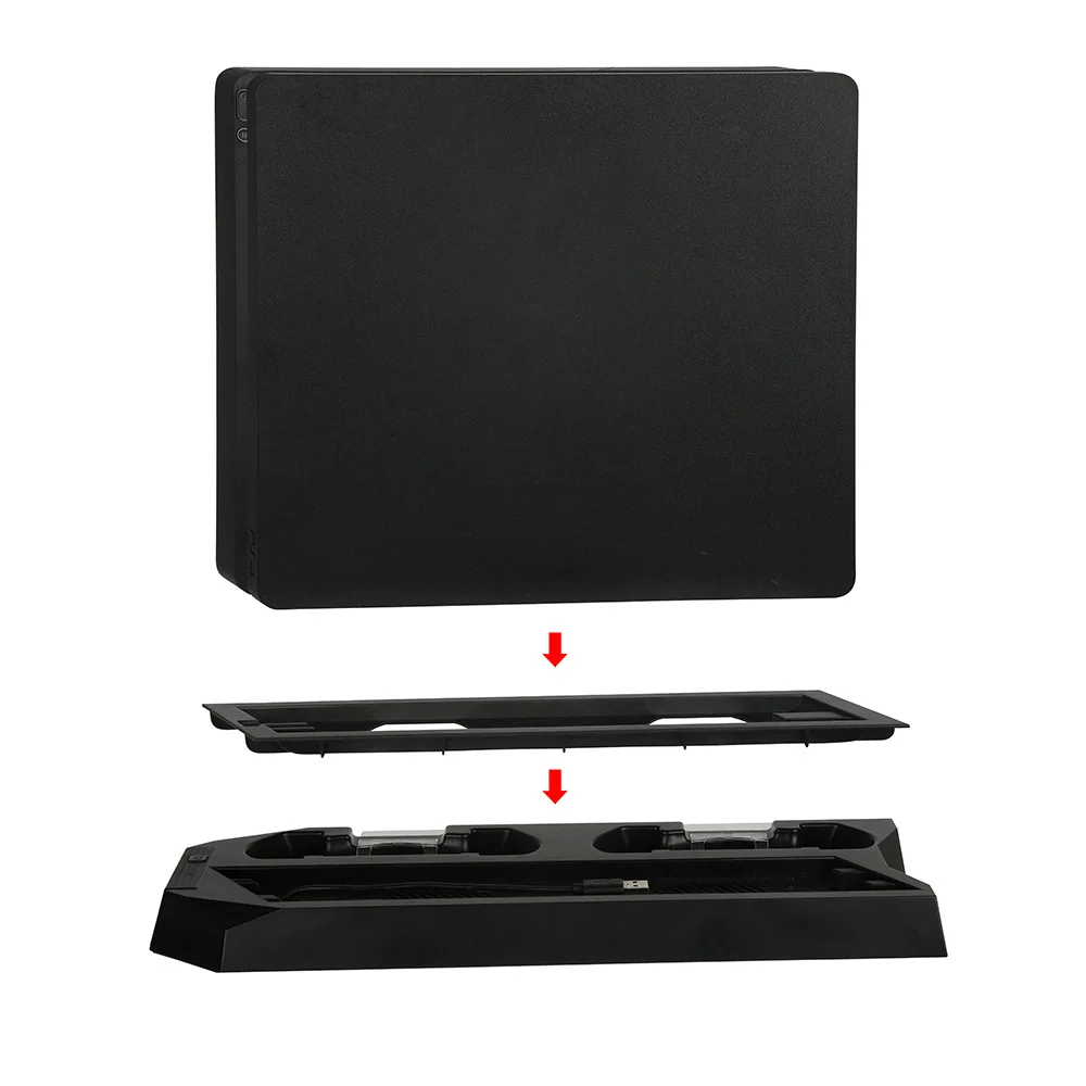  PS4 Slim/Pro Thin Charging Heat Sink Vertical Stand Cooling Fan Dual Controller Charger Dock Statio