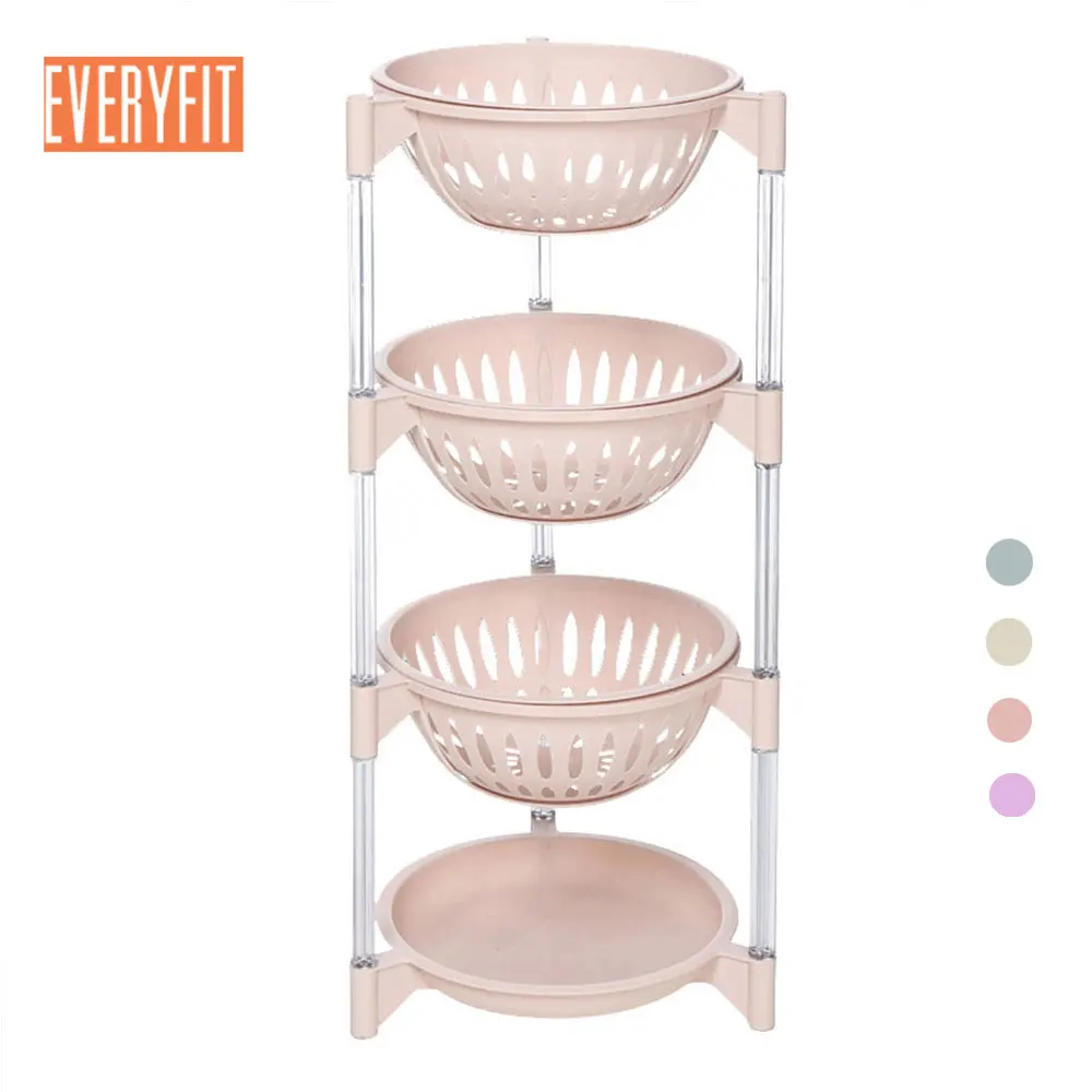 الفواكه و الخضروات يمكن فرضه سلة تخزين الرف ، التشطيب البلاستيك المطبخ رفوف عديم اللون سلة التخزين