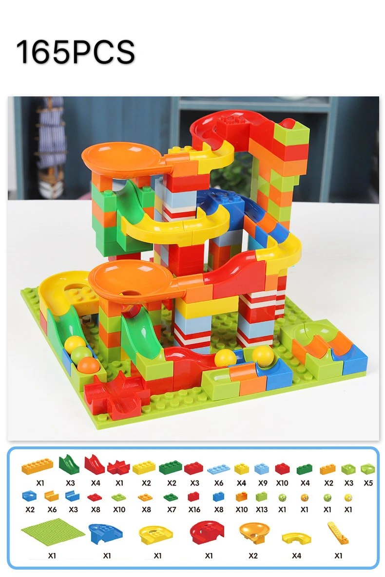 

New Marble Race Run Maze Ball Track Building Blocks ABS Funnel Slide Assemble Bricks Mini Size Blocks Toys For Children Gifts