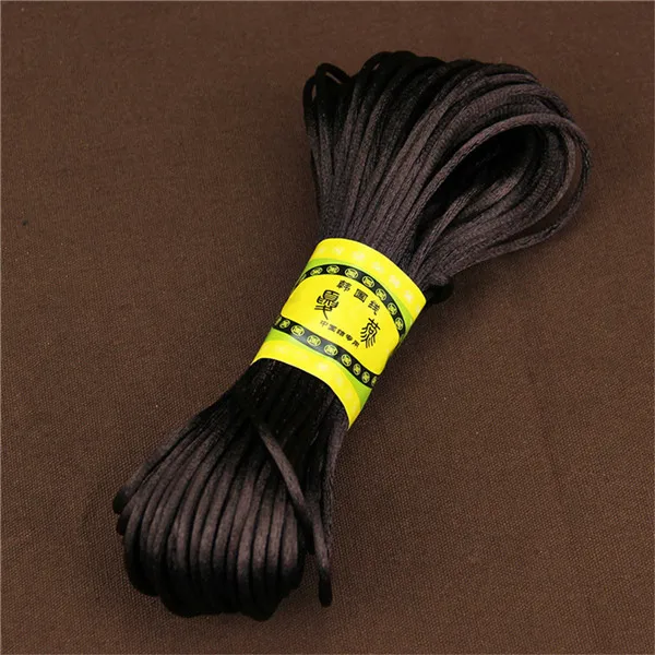 2 мм 20 м атласный шелк китайский узловой шнур оплетенный шнур для изготовления ювелирных изделий Бисероплетение веревка DIY соска цепь аксессуары - Цвет: Chocolate