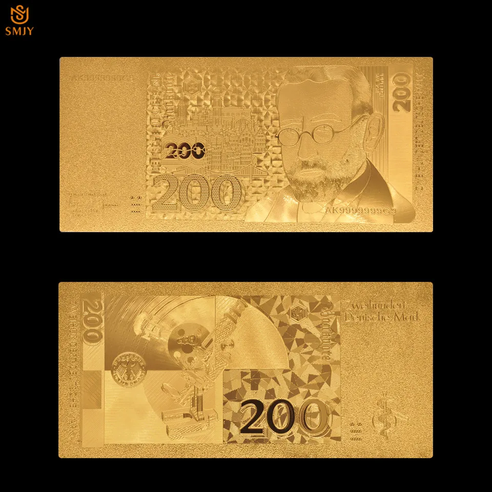 

1991 German Gold Plated Banknote 200 Mark Replica Original Banknote Holiday Gift Collection