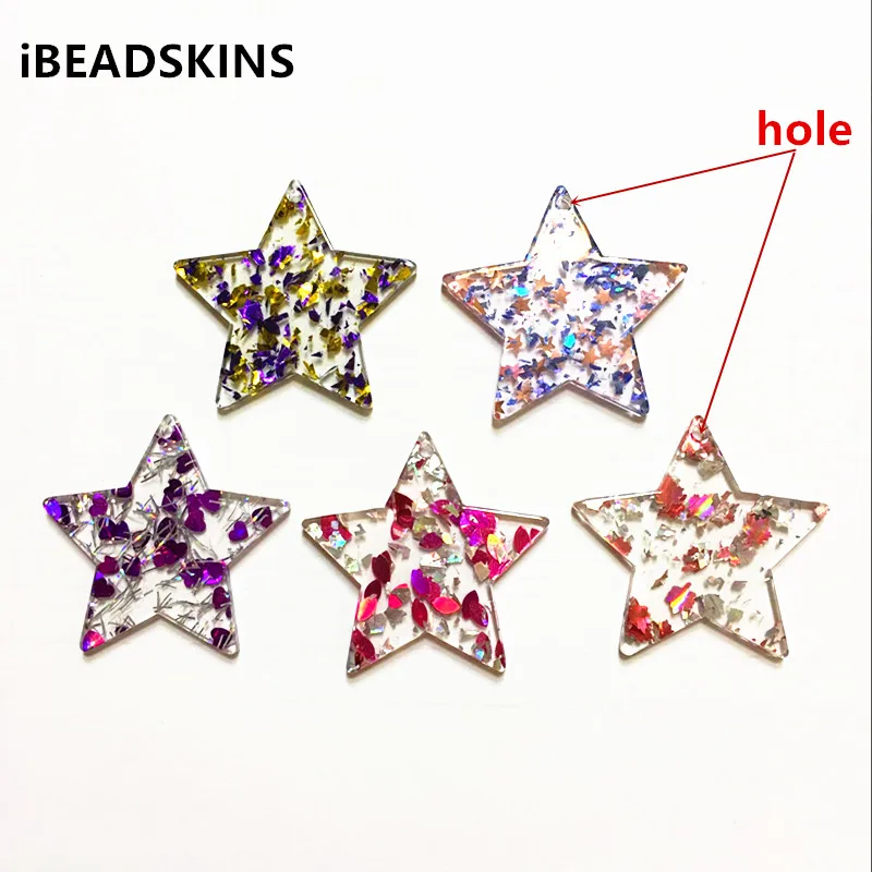 

New arrival! 35x33mm 100pcs/lot acrylic star-shape Built-in sequins charms for earring/Jewelry DIY making(As shown)