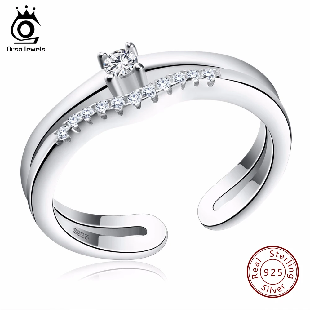 ORSA JEWELS 2017 Luxury AAA Austrian Cubic Zirconia 925 Rings Genuine Sterling Silver Ring Fashion Jewelry