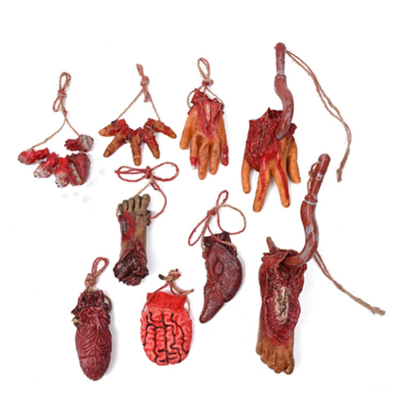 

New Halloween Decoration Scary Bloody Fake Latex Arm Hand Foot Heart Brain Finger Party Decoration Supplies Wholesale july 1
