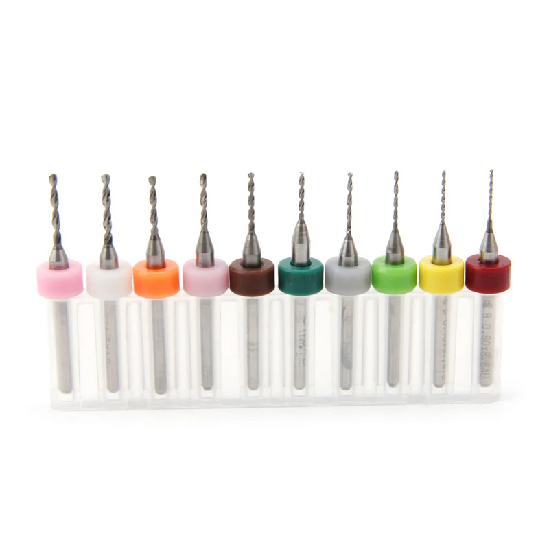 

10Pcs/Set 0.6-1.5mm PCB Print Circuit Board Carbide Mini Micro Drill Bits CNC Blue -Y103
