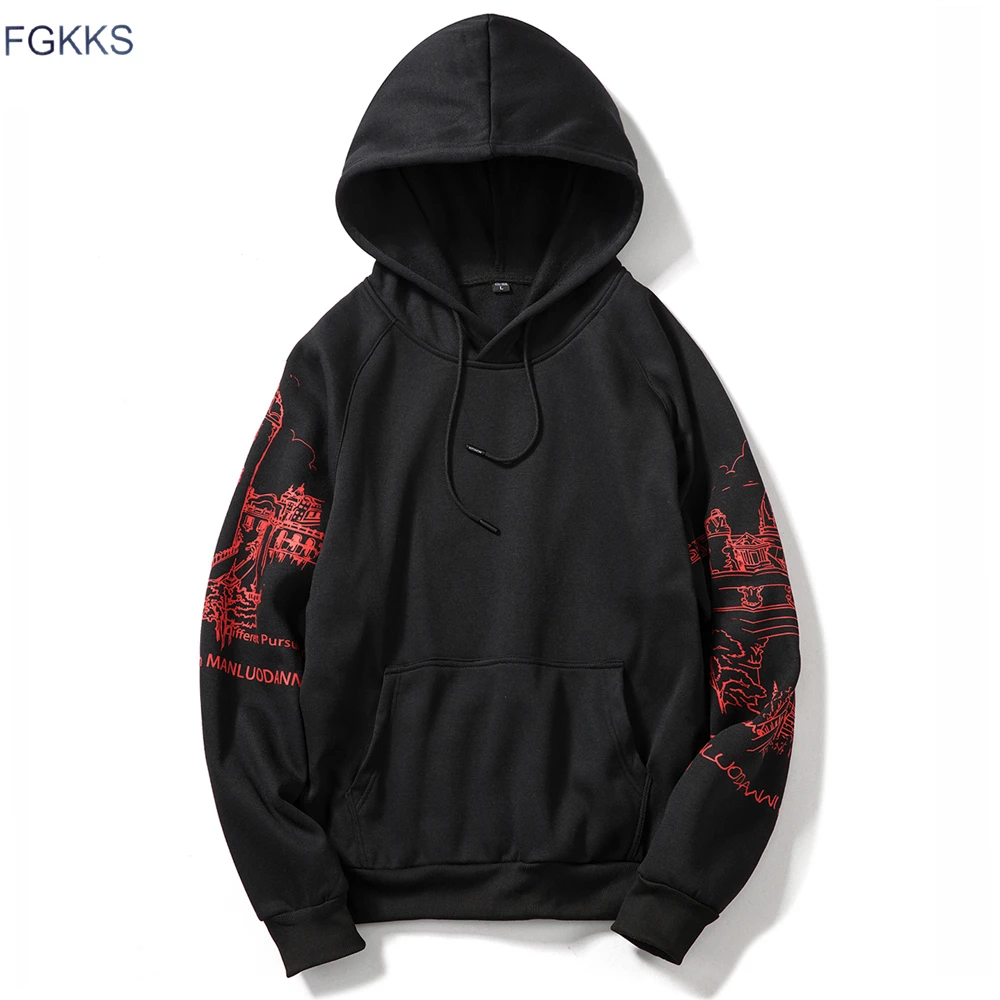 FGKKS Print Men's Hoodies Sweatshirts Autumn Men Hip Hop Fashion Casual Male Hoodies Sweatshirts EU Size