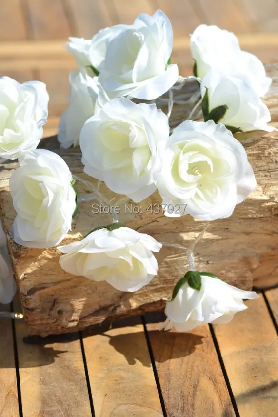 20 White Rose Flower Led Battery Fairy String Lights Clear Cable 20 White Rose Flower Led Battery Fairy String Lights Clear Cable Bedroom Decoration Wedding Centerpiece Birthday Gift In From