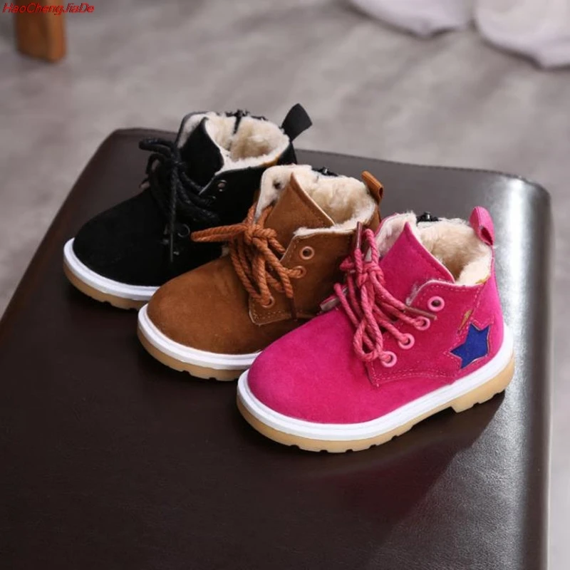 

Winter Autumn Fashion Warm Children Boots Cotton Leather Shoes Warm Girls Ankle Boots Kids Princess Shoes Flat