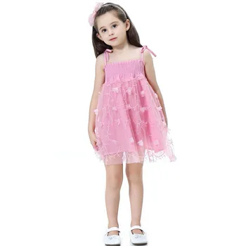 

Summer Princess baby girl dress Toddler Baby Girl Sleeveless Sling Lace Floral Dress Kids Tulle Party Frocks For 3 4 6 8 10 Yrs