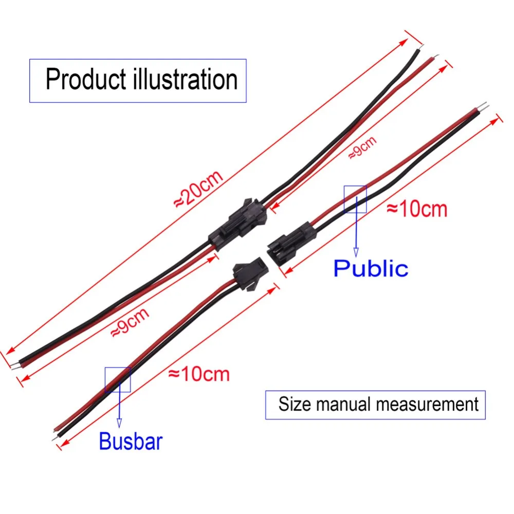 100 шт. 10 см длинные JST SM 2 контакта штекер разъем провода Быстрый разъем Клеммный блок 2 способ Easy Fit для Светодиодные ленты