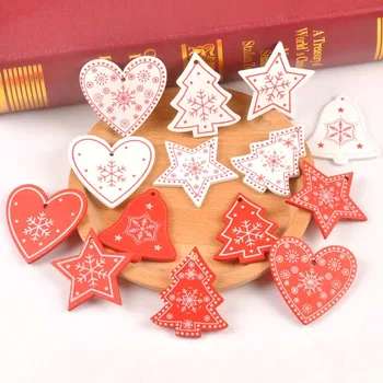 

10pcs/lot mixed Christmas Tree Hanging Ornament wooden charms Drop pendant Scrapbooking Craft 4-5cm mt2507
