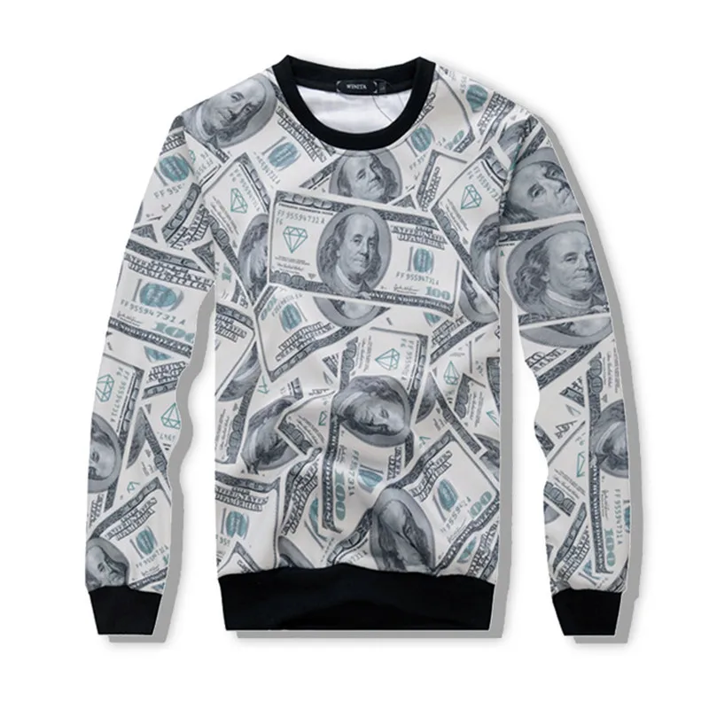 New Men Sets Fashion 3D US dollar Printing Sporting Suit Sweatshirt +Sweatpants Mens Clothing 2 Pieces Sets Slim Tracksuit