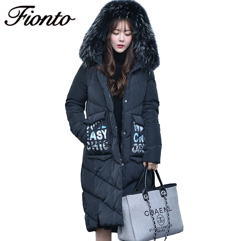 2019 Fashion Inverno Slim Cotton Hooded Fur Womens Winter