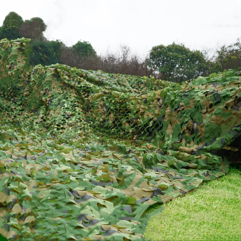 

Promotional 4X6M Double Layer Military Jungle Camouflage Net Hunting Camping Sun Shade Net Mesh Woodland Leaves Camo Netting