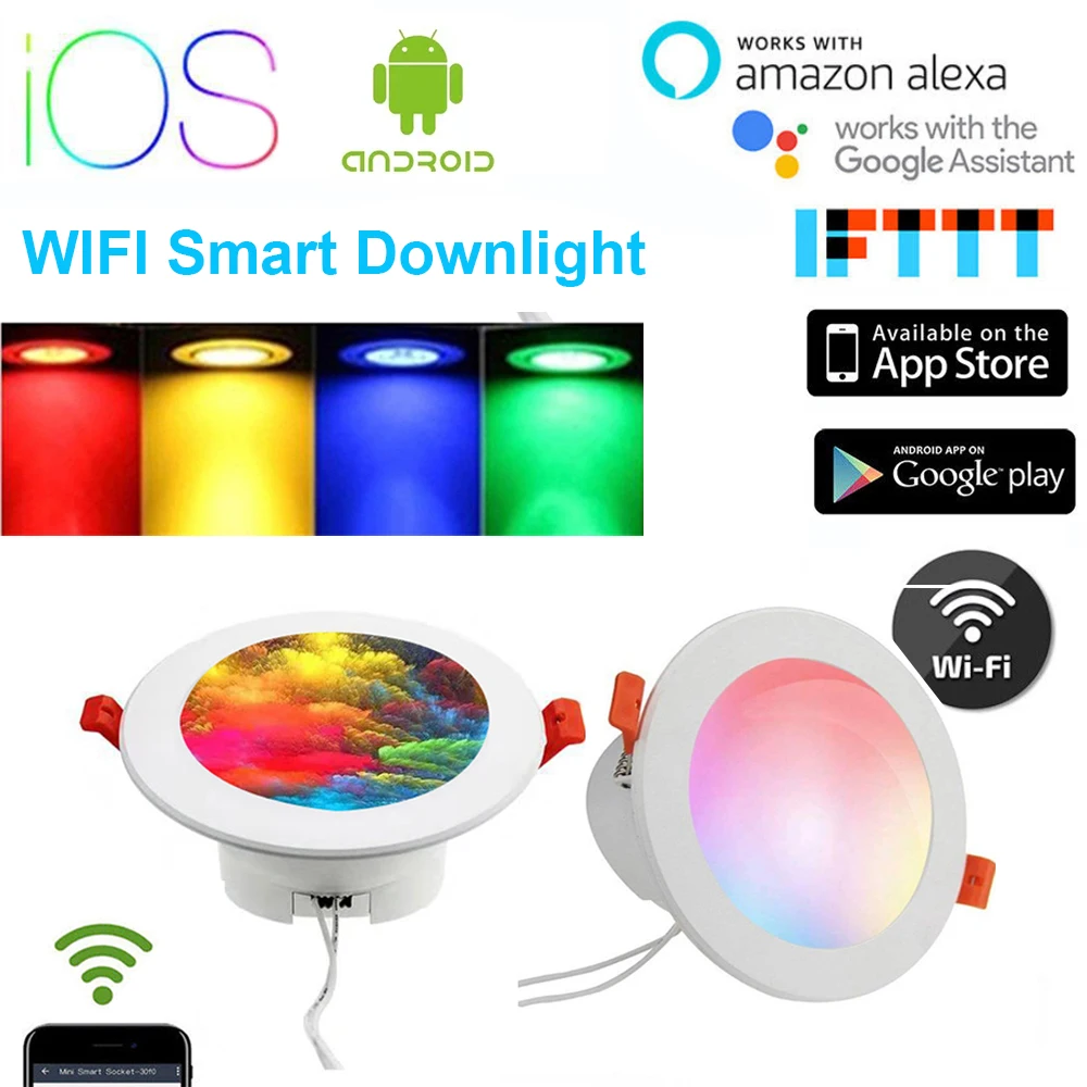

WIFI Downlight Led Smart Downlight WIFI Ceiling Light Voice Control APP Control Work with Google Home Alexa Echo IFTTT