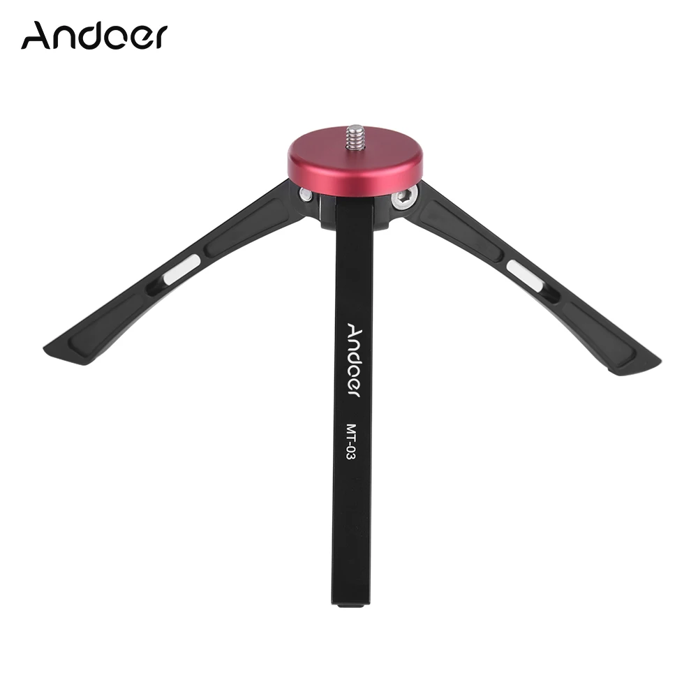 

Andoer MT-03 Portable Aluminum Alloy Mini Tripod Travel Table Tripod 1/4-3/8" Screw Mount Smartphone Ball Head Max. Load 20kg