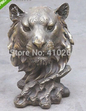 

China PURE Bronze lovely Tiger head FACE king of beast Statue discount 30%